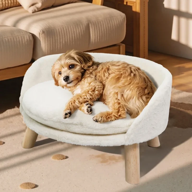 Ultra Soft Elevated Dog Cat Sofa Bed Couch Pet Puppy Chair Backrest Stool Seat Lounger with Removable Waterproof Padded Cushion