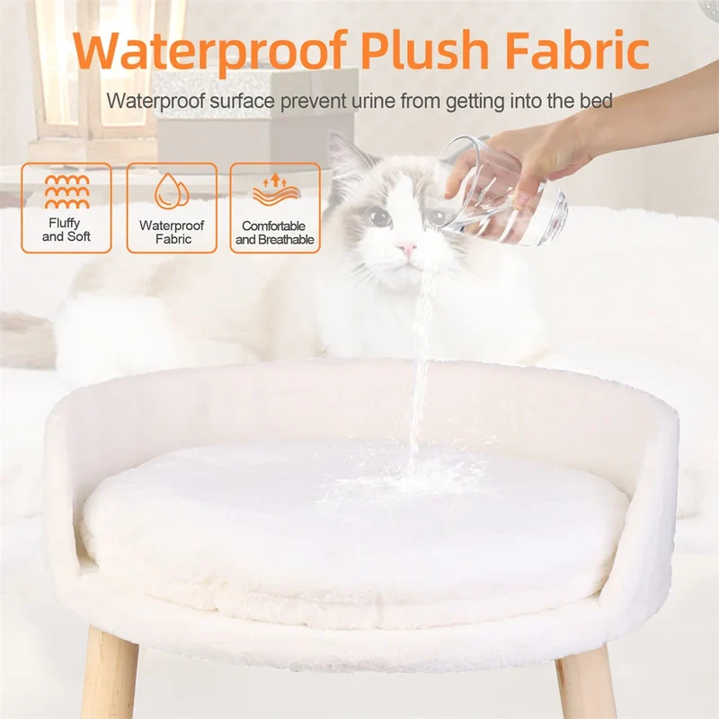 Ultra Soft Elevated Dog Cat Sofa Bed Couch Pet Puppy Chair Backrest Stool Seat Lounger with Removable Waterproof Padded Cushion