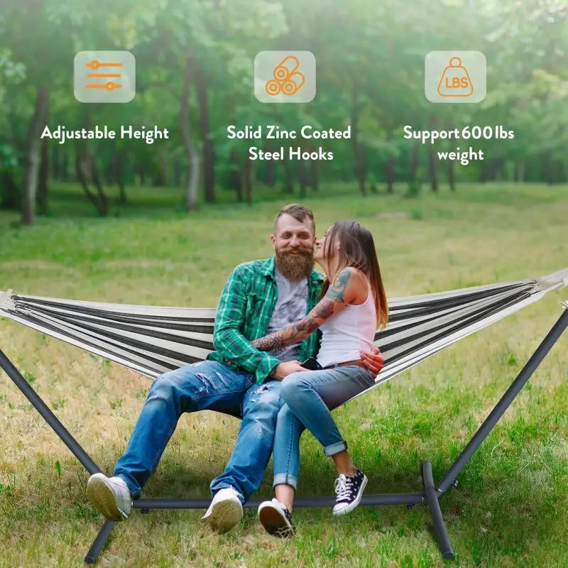 Gyroor Adjustable Stand Hammock - 600lb Capacity Stylish Hammock Bed with Storage Bag for Outdoor Relaxation