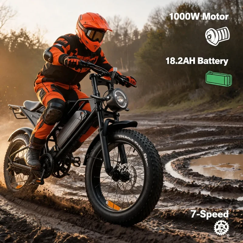 Singletrack Fat Tire Off Road Electric Bicycle With Suspension Fork