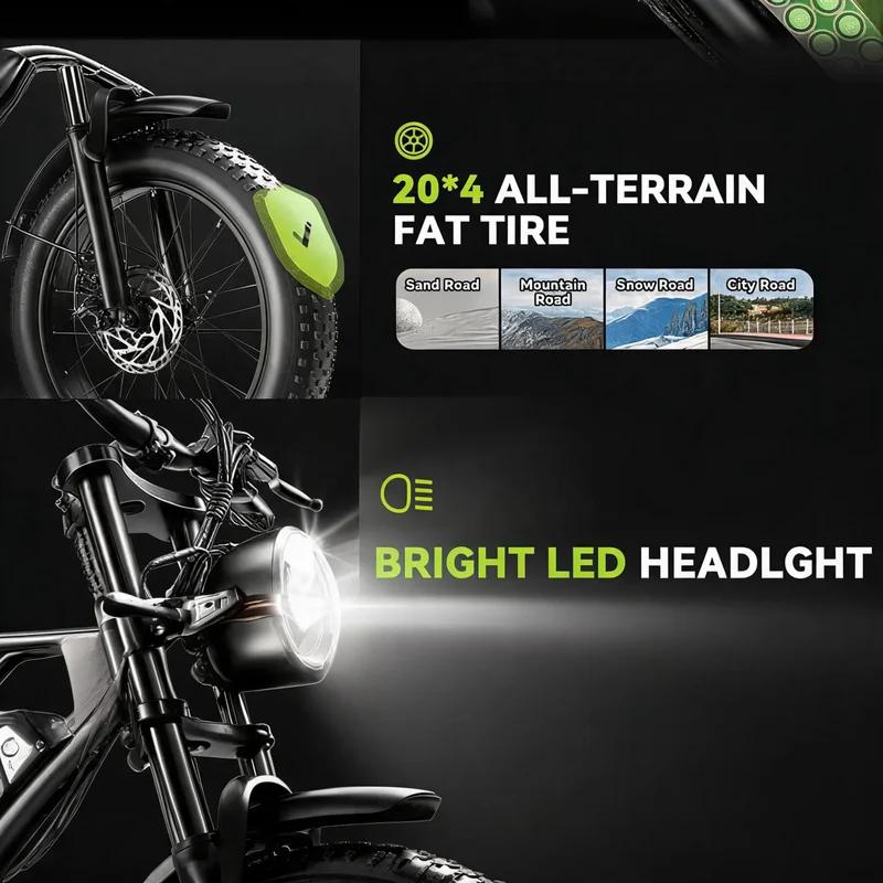 Singletrack Fat Tire Off Road Electric Bicycle With Suspension Fork