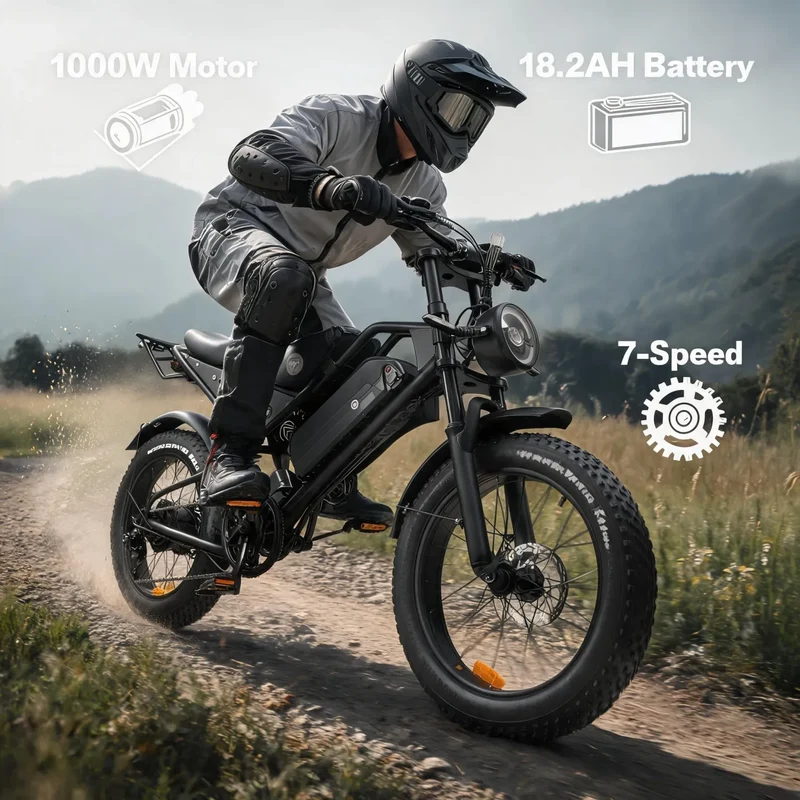 Singletrack Fat Tire Off Road Electric Bicycle With Suspension Fork