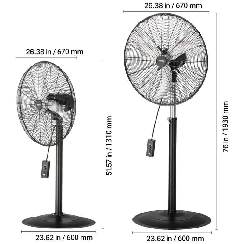 SucceBuy Industrial Oscillating Pedestal Fan With Remote Control