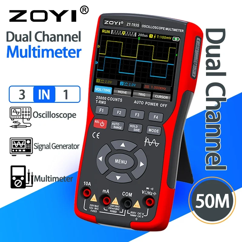 ZOYI ZT-703S Handheld Digital Oscilloscope Multimeter Signal Generator