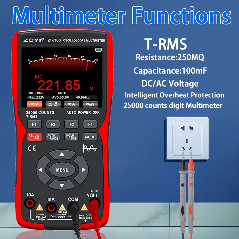 ZOYI ZT-703S Handheld Digital Oscilloscope Multimeter Signal Generator