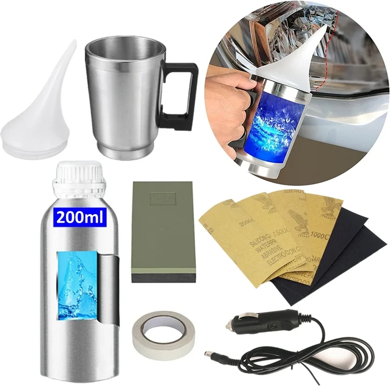 Headlight Restoration Kit With Polymer Polish And Cleaner