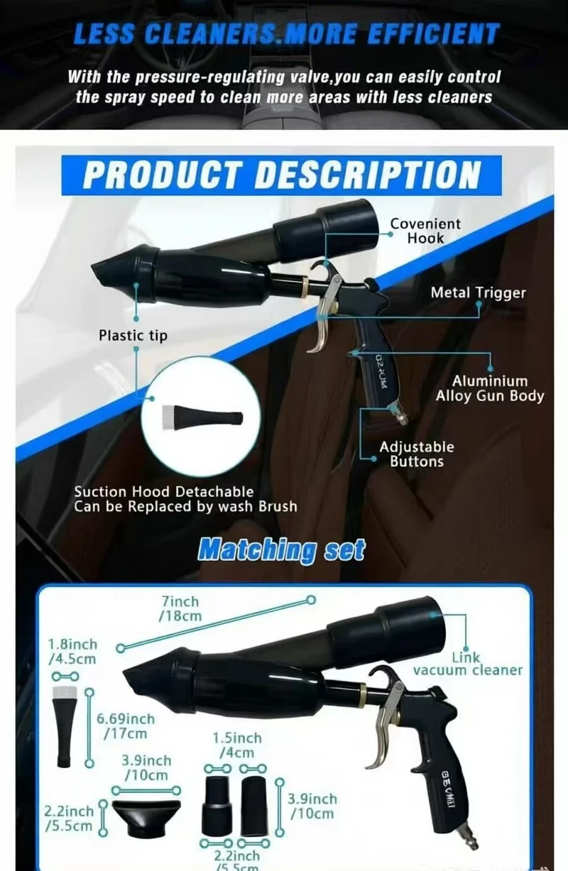 BIAOMEI Tornado Air Blow Gun for Car Interior Detailing