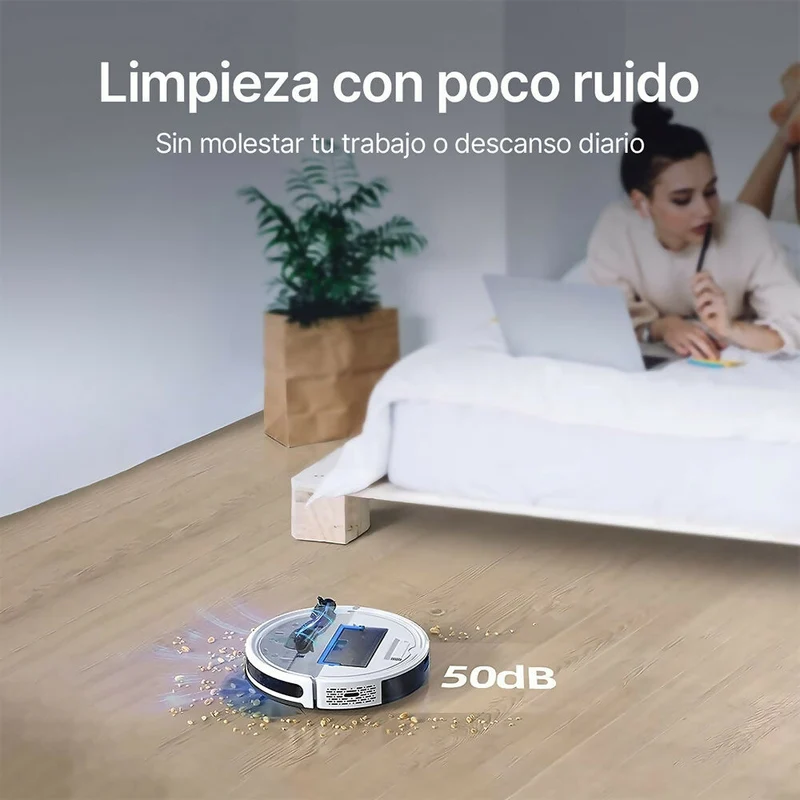 Robot aspirador 3 en 1: barre, aspira y friega / Detección de alfombras inteligente / Potencia de 4000 Pa / Autonomía 150 min / Compatible con Alexa y Google Asistant