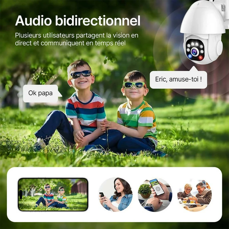 Caméra de surveillance extérieure 2K / Alimentée par câble / Caméra Wi-Fi étanche avec audio bidirectionnel / Surveillance extérieure avec vision nocturne et capteur de mouvement