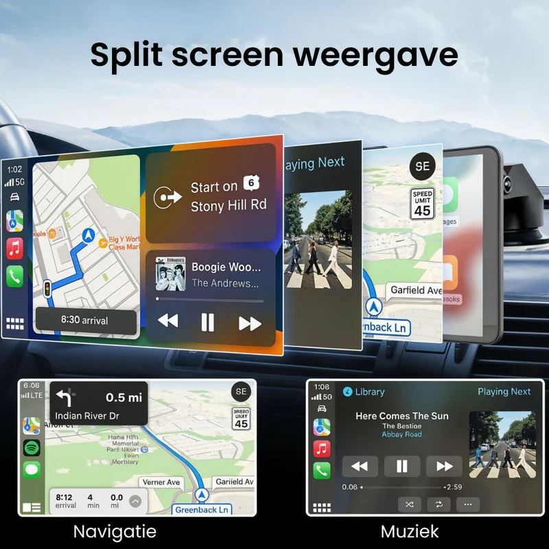 Draadloos smart navigatiesysteem met Apple CarPlay/Android Auto, 7-inch display, bluetooth, AUX, FM, luidspreker