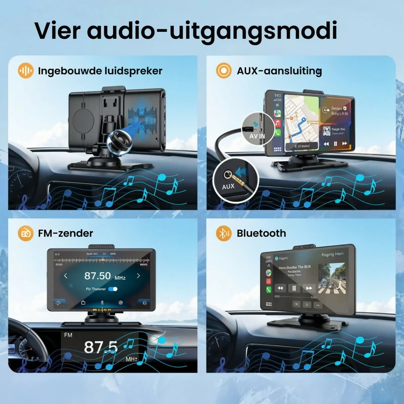 Draadloos smart navigatiesysteem met Apple CarPlay/Android Auto, 7-inch display, bluetooth, AUX, FM, luidspreker