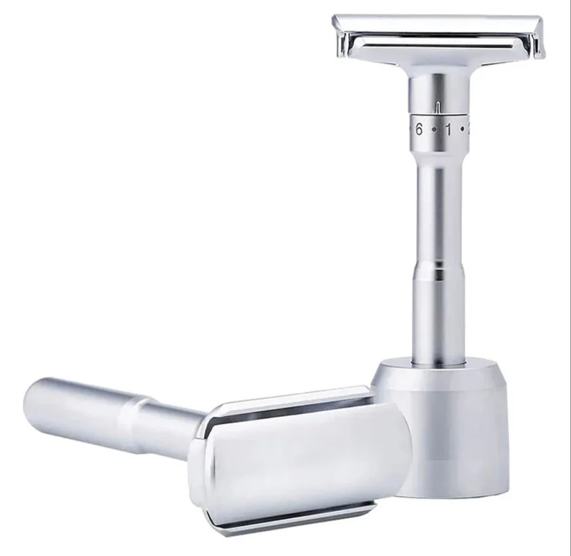The Shave Factory Safety Razor Adjustable Matt mit Halterung