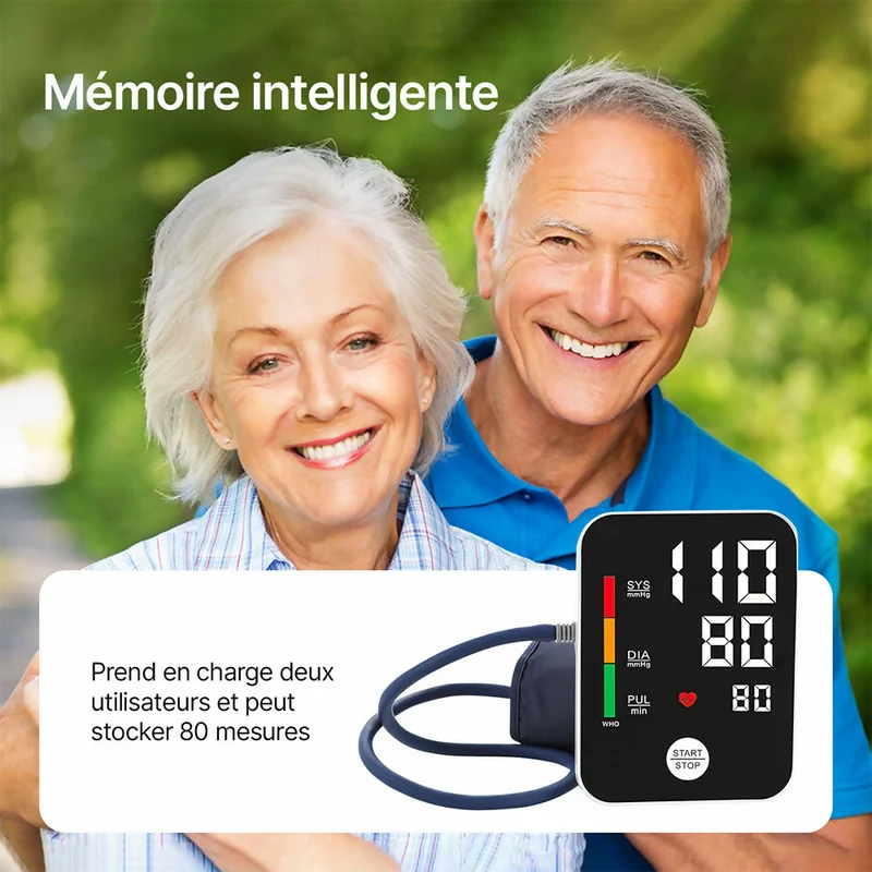 Tensiomètre ultra-précis pour le bras / Mesure précise de la tension artérielle et du pouls / Détection d'arythmie / Avec fonction de mémoire intelligente / Pour usage domestique