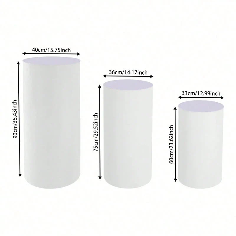 3Pcs White Cylinder Pedestal Stands Round Cylinder Pedestal Display Plinth Pillars For Wedding Party Decor