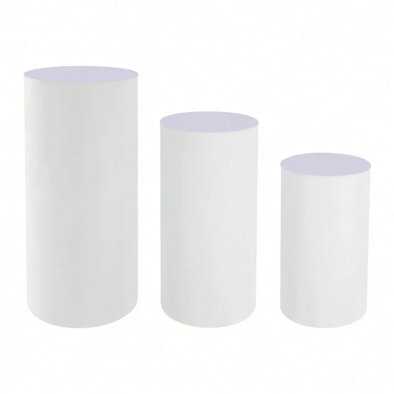 3Pcs White Cylinder Pedestal Stands Round Cylinder Pedestal Display Plinth Pillars For Wedding Party Decor