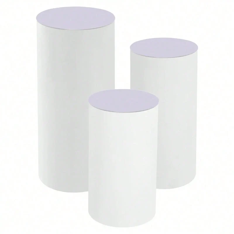 3Pcs White Cylinder Pedestal Stands Round Cylinder Pedestal Display Plinth Pillars For Wedding Party Decor