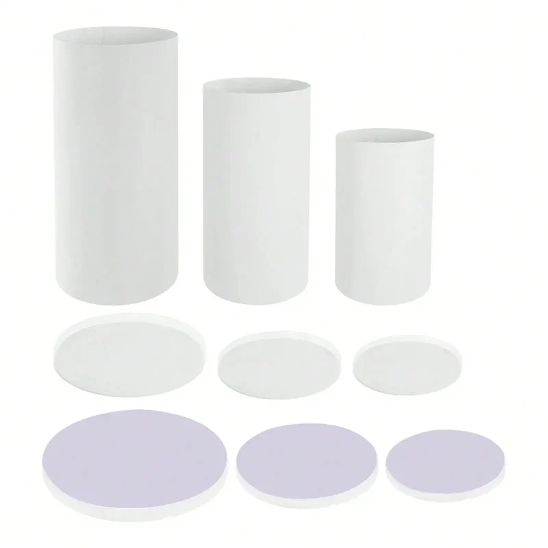 3Pcs White Cylinder Pedestal Stands Round Cylinder Pedestal Display Plinth Pillars For Wedding Party Decor