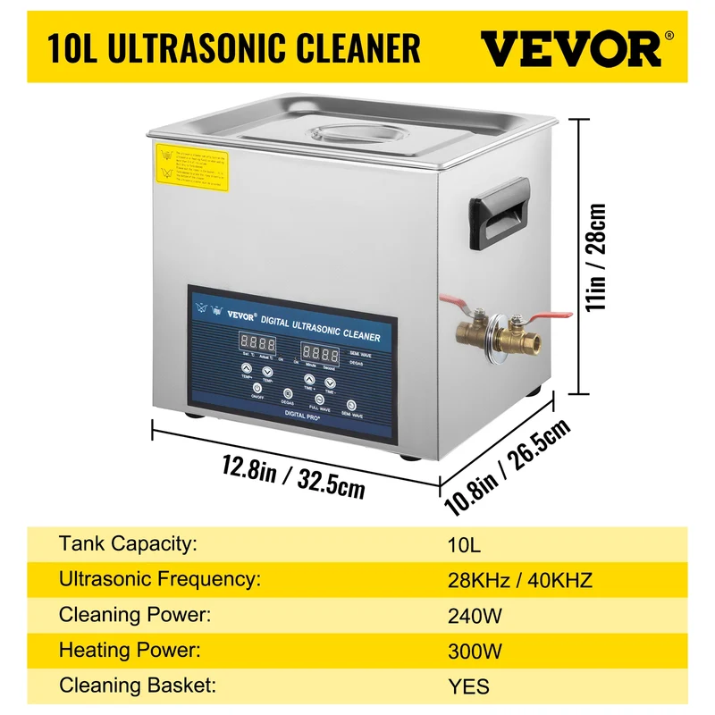SucceBuy Dual Frequency Digital Ultrasonic Cleaner for Home Appliance Use