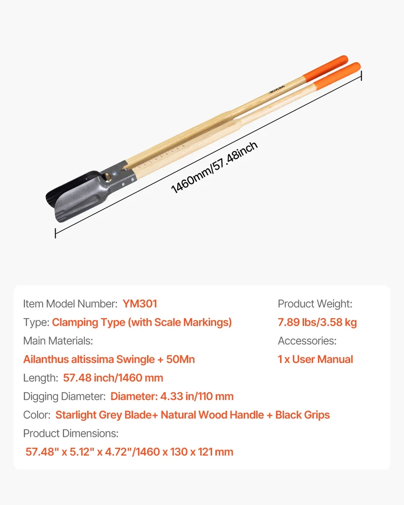 VEVOR Heavy Duty Manual Post Hole Digger for Gardening