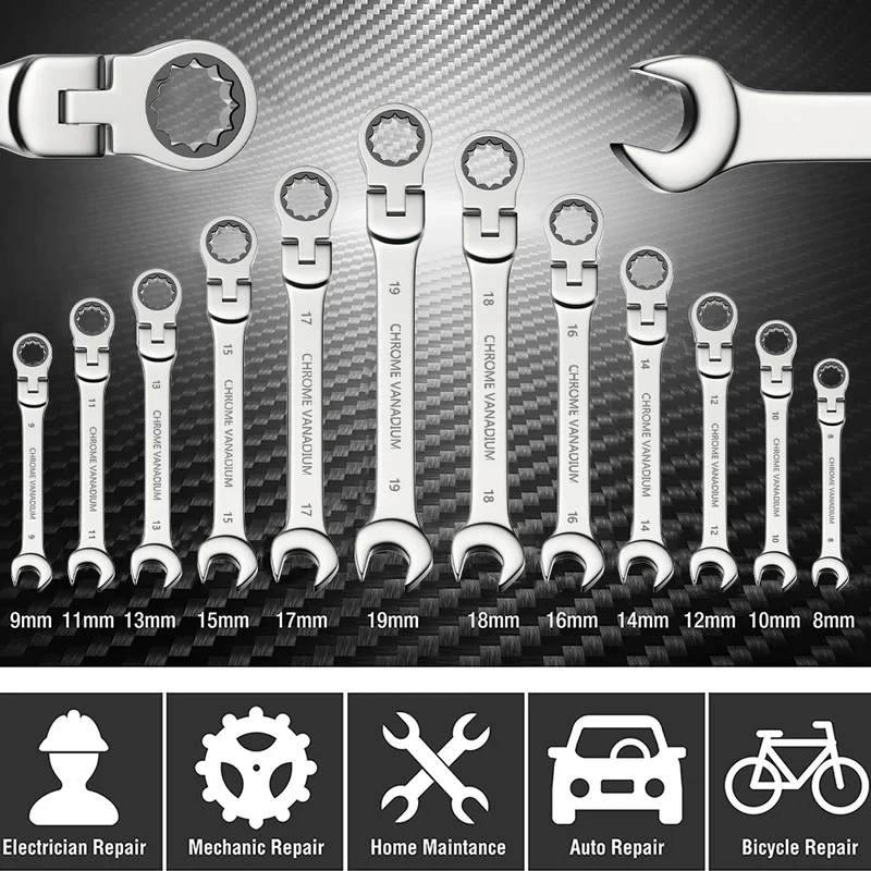 Double End Ratchet Wrench Set for Garage and Home Repair