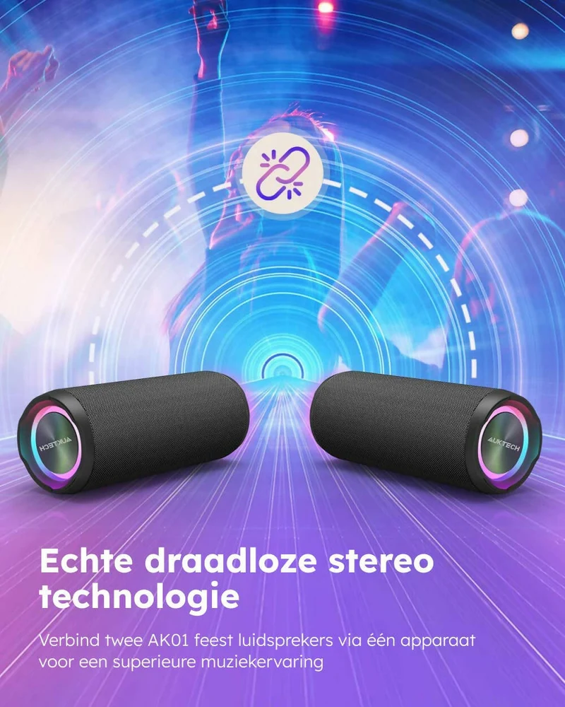 Bluetooth-luidspreker / Krachtig stereogeluid / IPX7 waterdicht / Handsfree-functie / Optioneel LED-lampje / 20 uur batterijduur