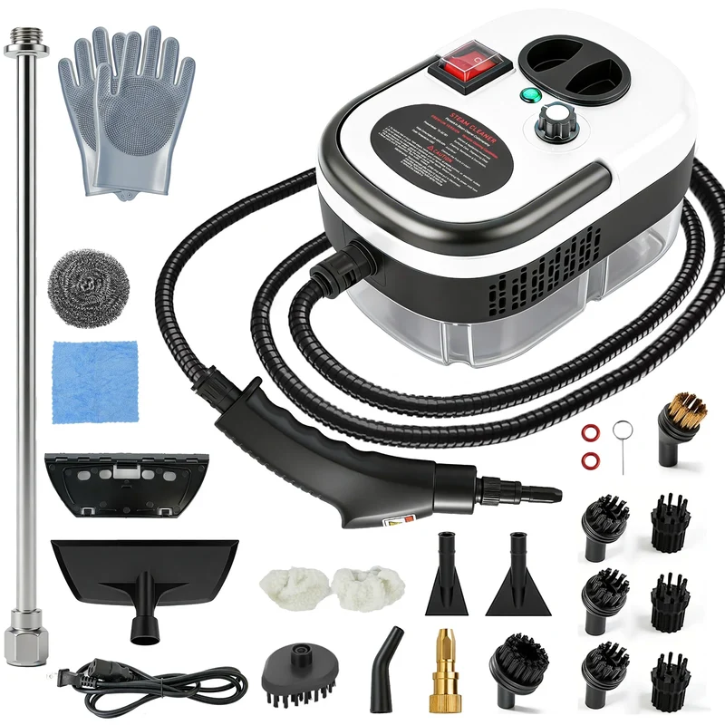 Portable Steam Cleaner 2500W 1200ML Handheld Air Conditioner Kitchen Hood High-Temperature 105°C Adjustable 6 Levels 20 Accessories Car Cleaning Machine Home Appliances