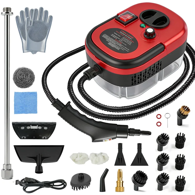 Portable Steam Cleaner 2500W 1200ML Handheld Air Conditioner Kitchen Hood High-Temperature 105°C Adjustable 6 Levels 20 Accessories Car Cleaning Machine Home Appliances