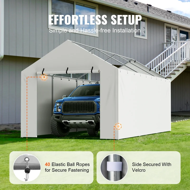 SucceBuy Carport Replacement Garage Tent Shelter Tarp Heavy-Duty Waterproof & UV Protected.