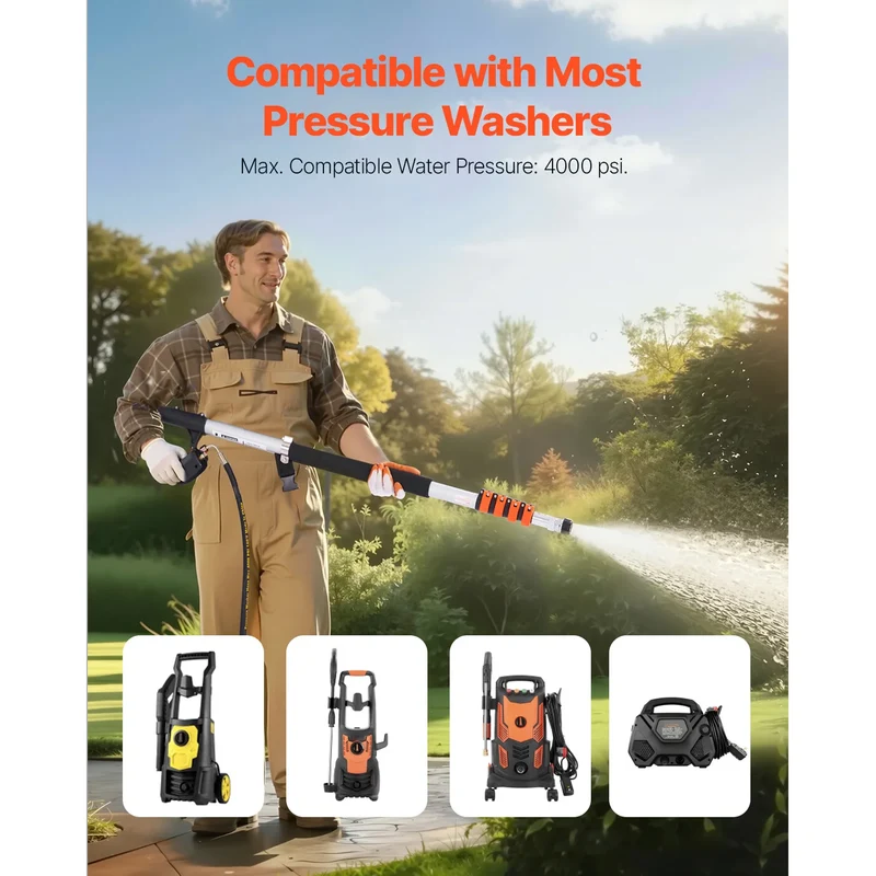 VEVOR Telescoping Pressure Washer Wand With Adjustable Extension Spray Nozzles