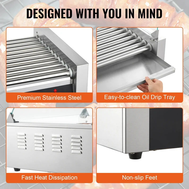 SucceBuy Commercial Hot Dog Roller Grill for Events and Home