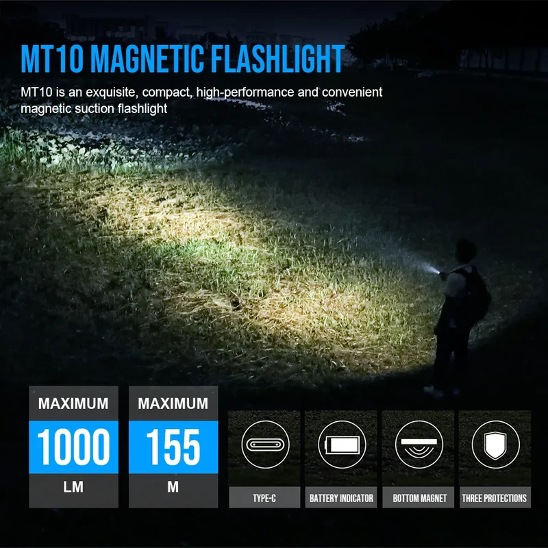 TrustFire MT10 Rechargeable LED Flashlight 1000 Lumens USB C Charging