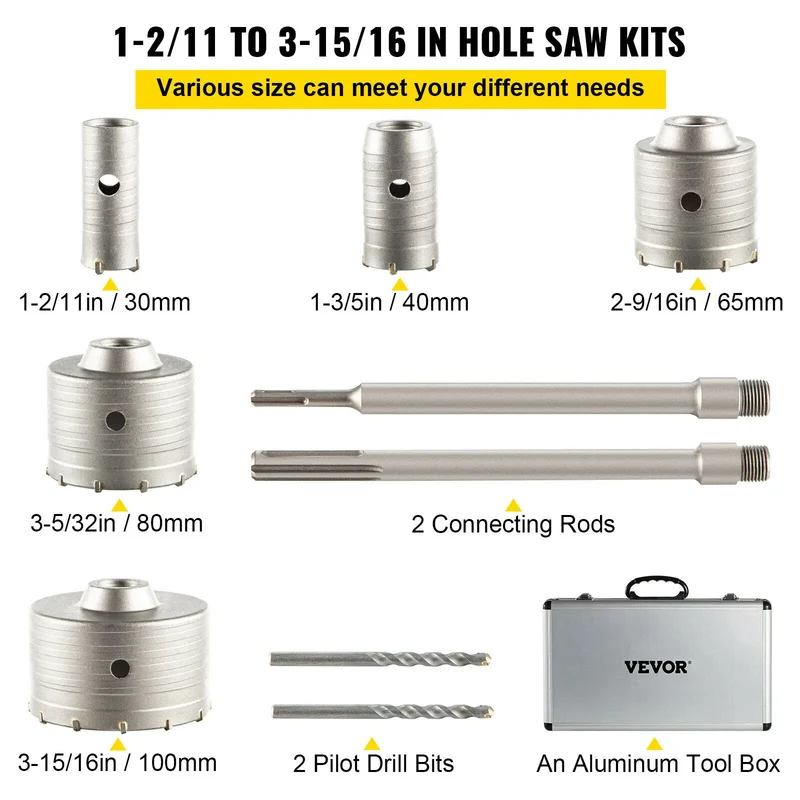 SucceBuy Concrete Hole Saw Kit For Masonry Drilling