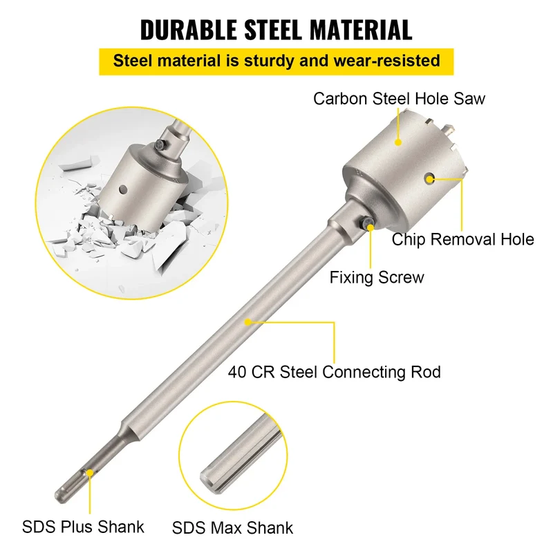 SucceBuy Concrete Hole Saw Kit For Masonry Drilling