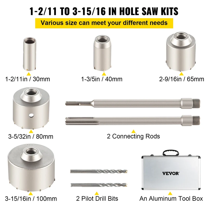 SucceBuy Concrete Hole Saw Kit For Masonry Drilling
