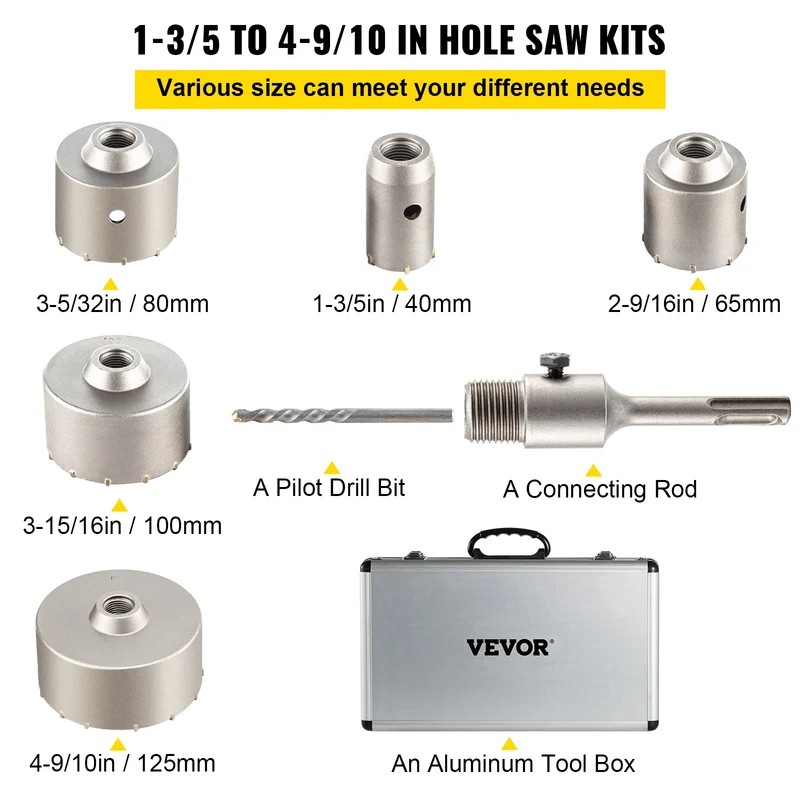 SucceBuy Concrete Hole Saw Kit For Masonry Drilling