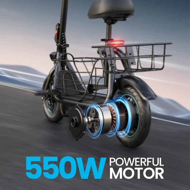Gyroor Electric Scooter with Basket for Pet, 3 Riding Modes Foldable Electric Scooter for Adults - up to 20 Miles 18.6MPH