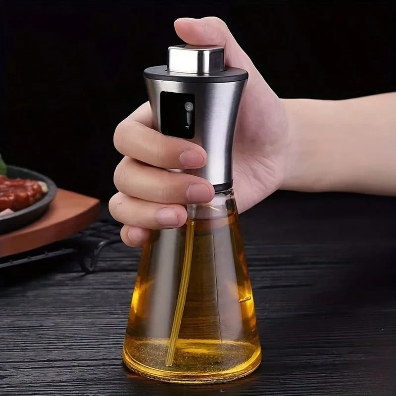 200ml Oil Sprayer Bottle, 304 Stainless Steel Mister & Glass, Drizzling Mist Spray for Kitchen Cooking, with Free Funnel