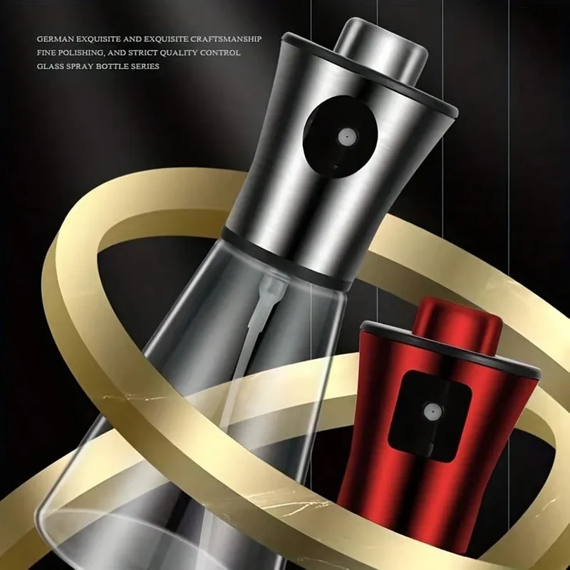 200ml Oil Sprayer Bottle, 304 Stainless Steel Mister & Glass, Drizzling Mist Spray for Kitchen Cooking, with Free Funnel