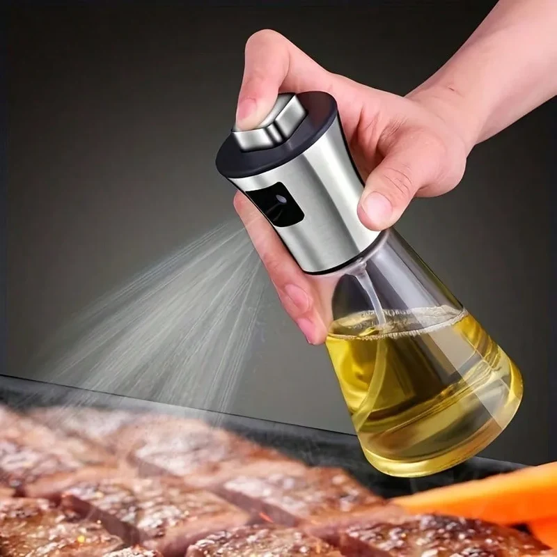 200ml Oil Sprayer Bottle, 304 Stainless Steel Mister & Glass, Drizzling Mist Spray for Kitchen Cooking, with Free Funnel
