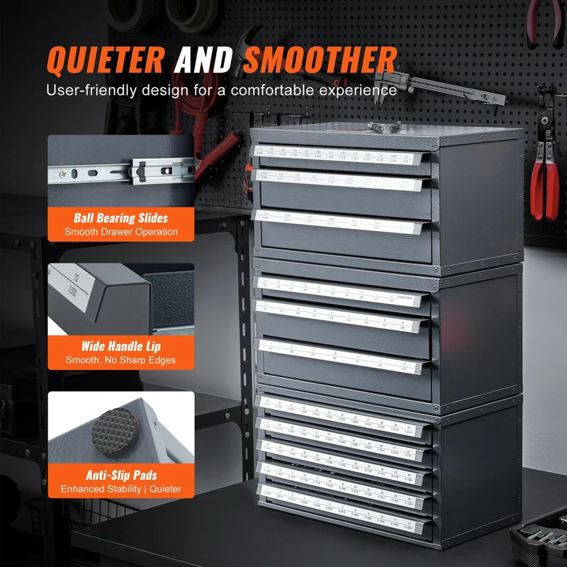 SucceBuy Steel Drill Bit Dispenser Organizer Cabinet With Drawers