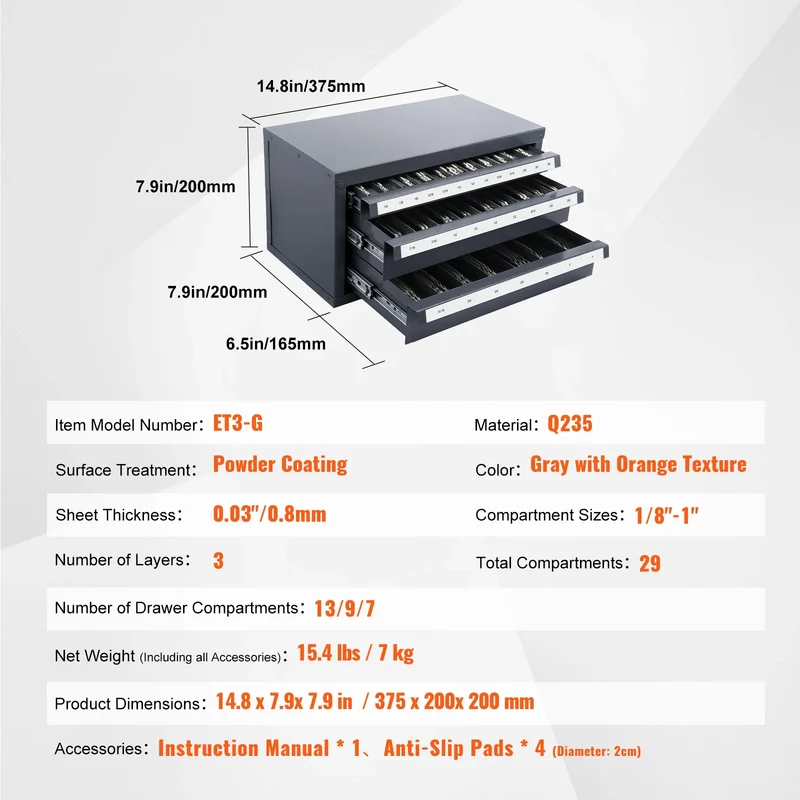 SucceBuy Steel Drill Bit Dispenser Organizer Cabinet With Drawers