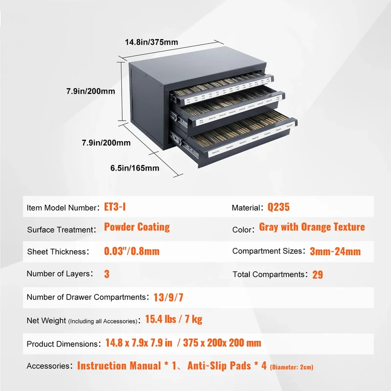 SucceBuy Steel Drill Bit Dispenser Organizer Cabinet With Drawers