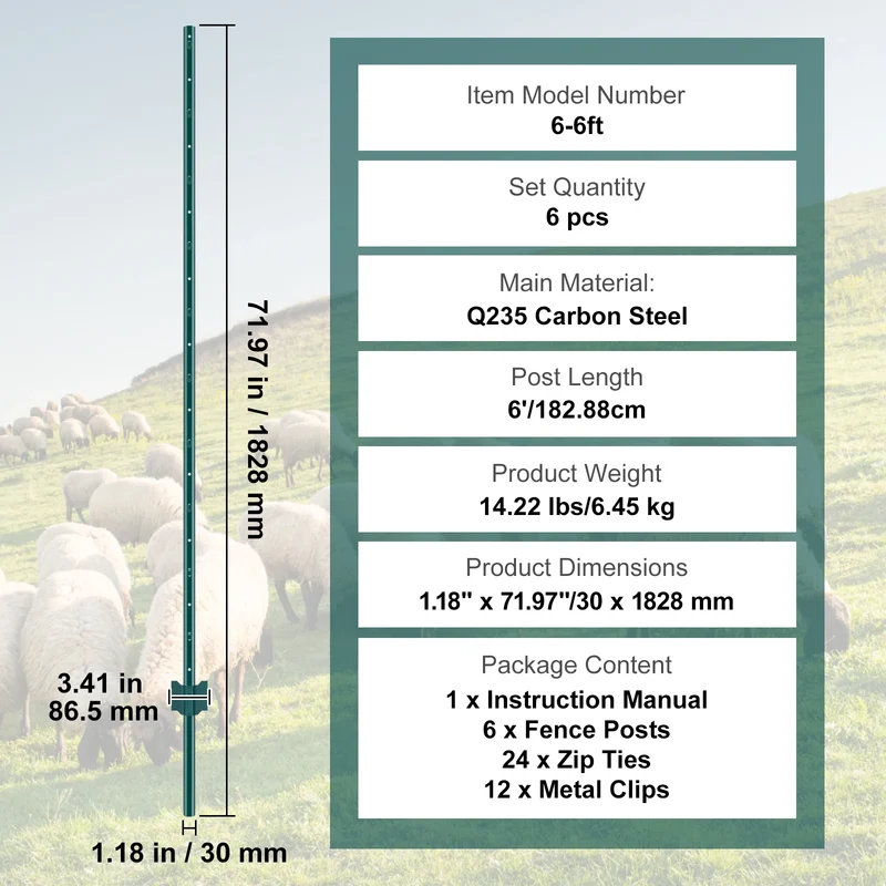 SucceBuy Heavy Duty Carbon Steel T Post Fence Stakes Outdoor