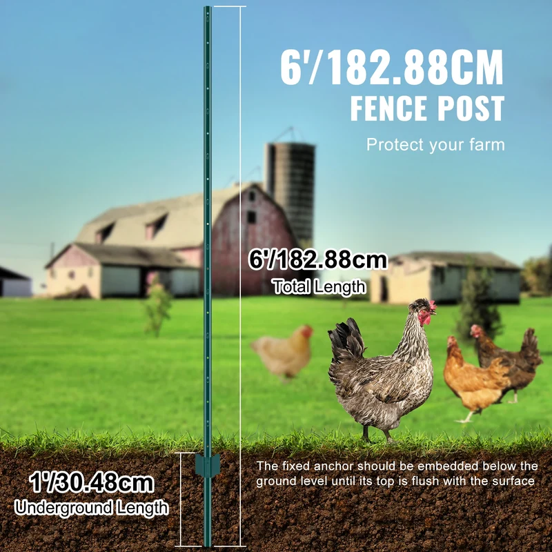SucceBuy Heavy Duty Carbon Steel T Post Fence Stakes Outdoor