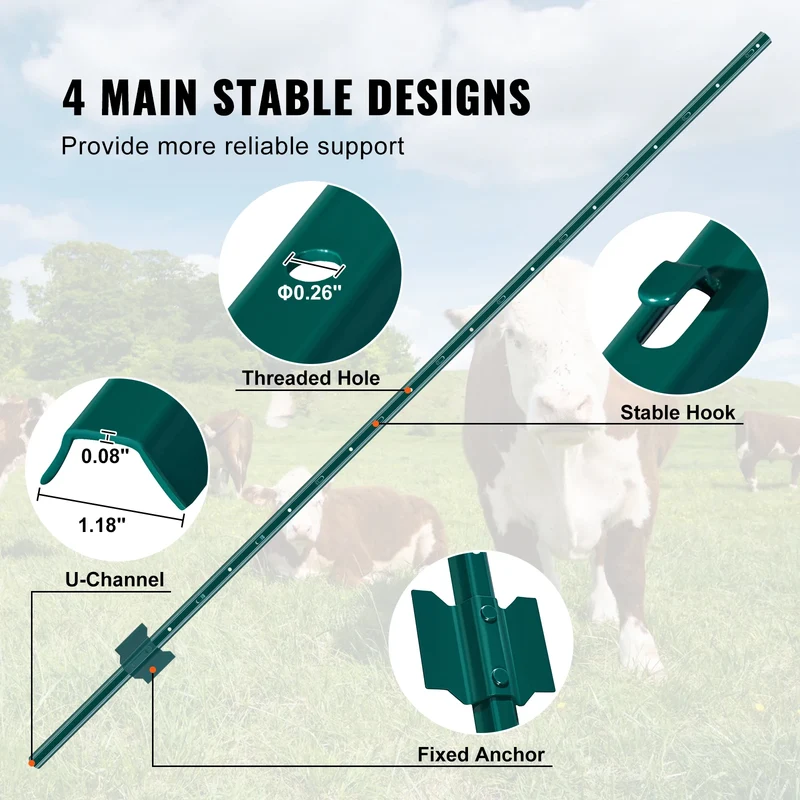 SucceBuy Heavy Duty Carbon Steel T Post Fence Stakes Outdoor