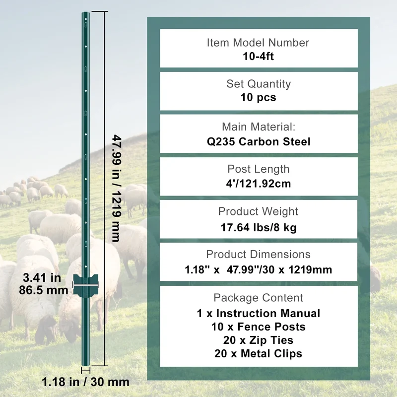 SucceBuy Heavy Duty Carbon Steel T Post Fence Stakes Outdoor