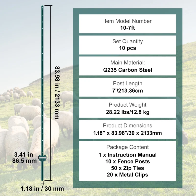 SucceBuy Heavy Duty Carbon Steel T Post Fence Stakes Outdoor