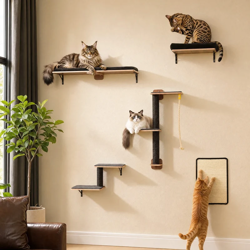 PAWZ Road Wooden Cat Wall Climbing Furniture With Scratching Posts