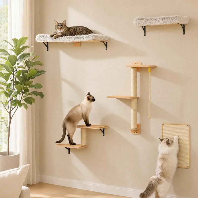 PAWZ Road Wooden Cat Wall Climbing Furniture With Scratching Posts