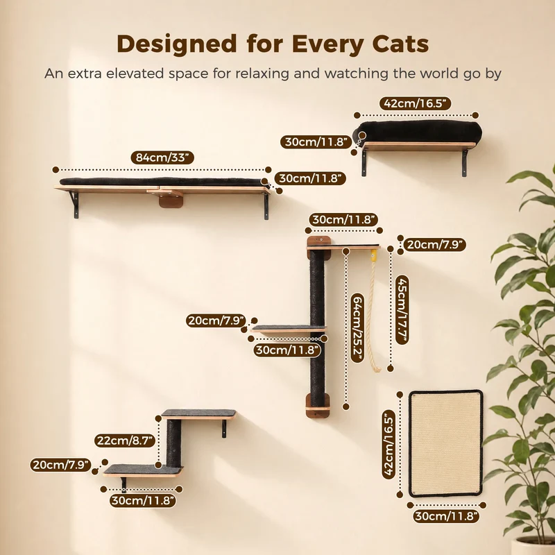PAWZ Road Wooden Cat Wall Climbing Furniture With Scratching Posts